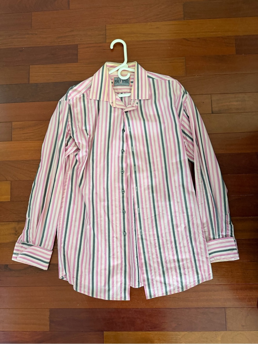 Thomas Pink Pink and Green Multi-Stripe Men's Dress Shirt